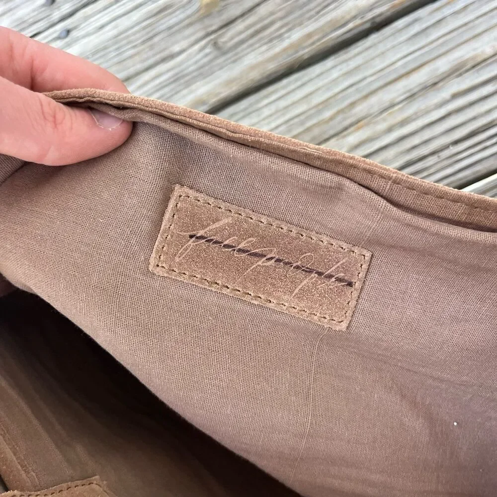 NWOT, Free People Suede Messenger Laptop Bag in Brown